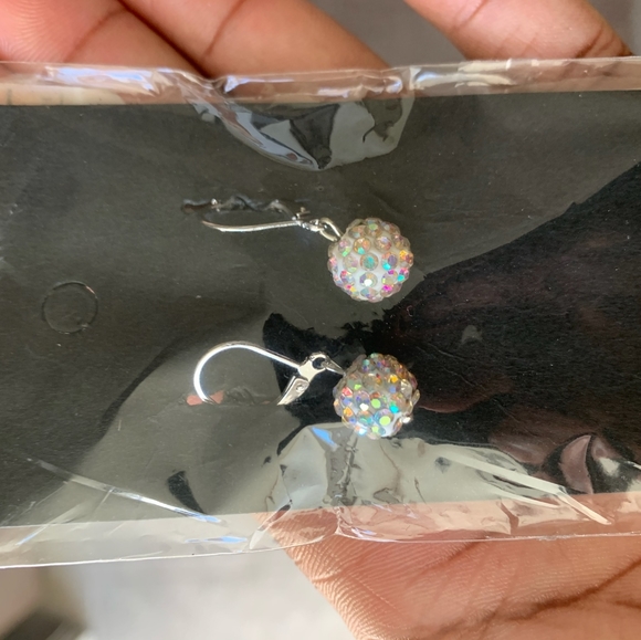 Silvertone Rhinestone Earrings - Picture 3 of 3